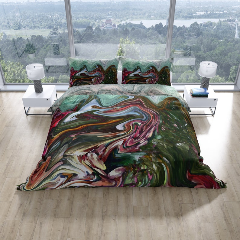 Comforter Or Duvet Cover Abstract Bedding Rough Waters Etsy