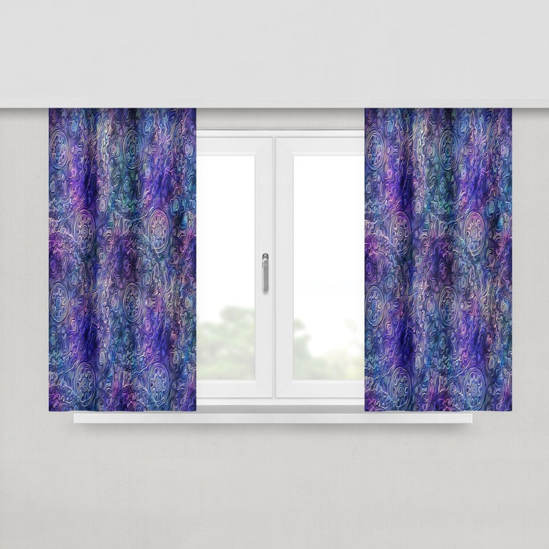 Boho Purple Gypsy Pastel Window Curtains