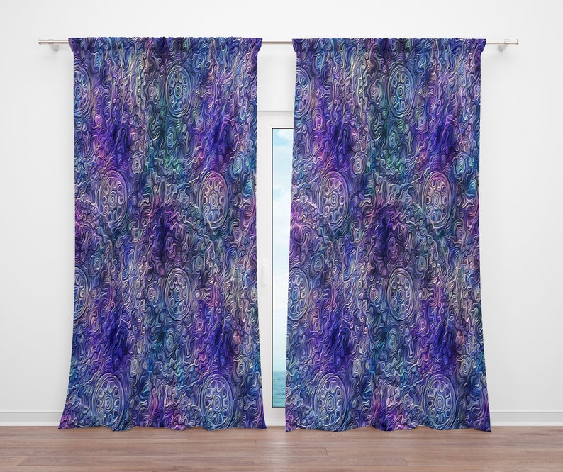 Boho Purple Gypsy Pastel Window Curtains