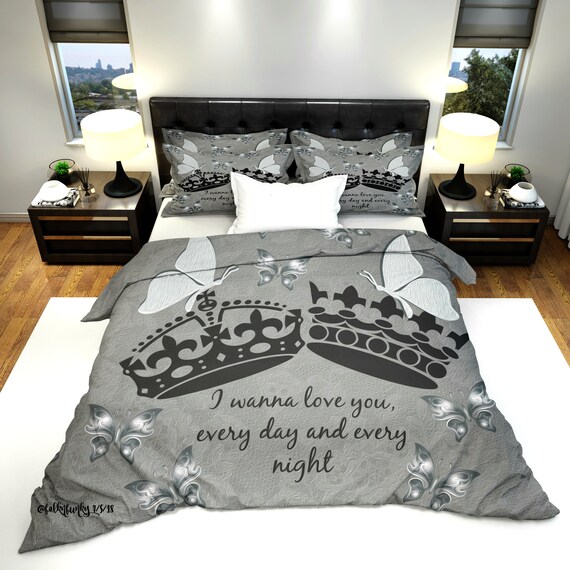 Bedding Comforter Duvet Cover Master Bedroom Crowns Etsy
