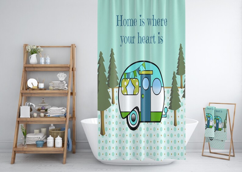 Shower Curtain Rv Size 47 X64 Home is Where We Park It Etsy