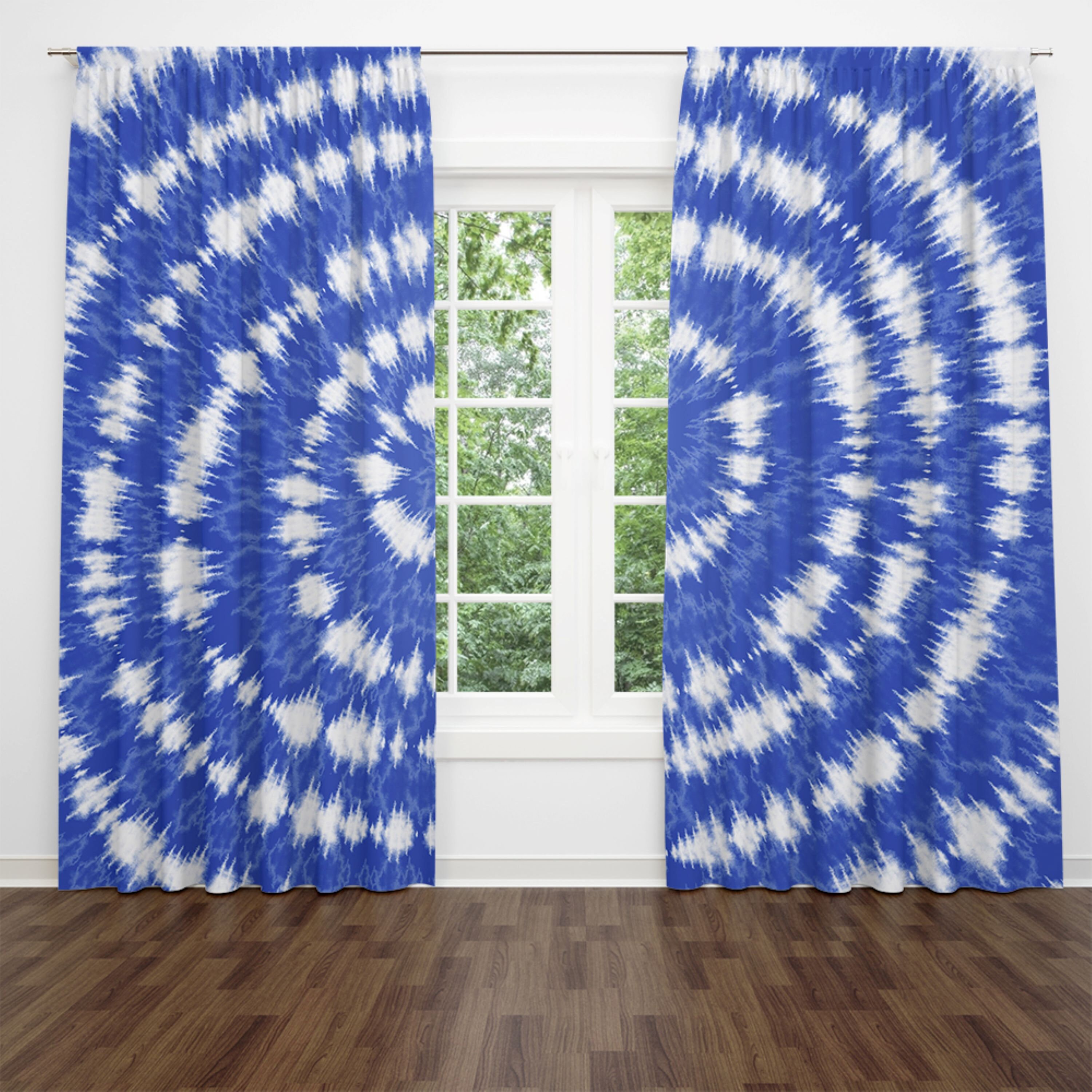 Blue Tie Dye Window Curtains Etsy