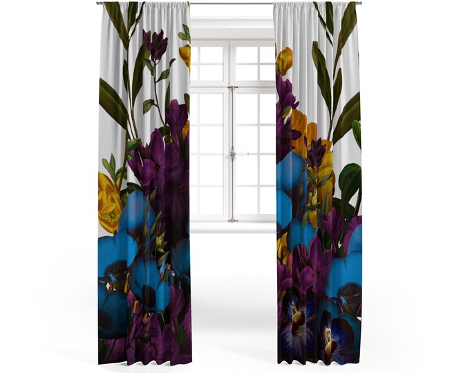 Vinatge Bouquet Window Curtains Floral Window Treatments Custom Size Available