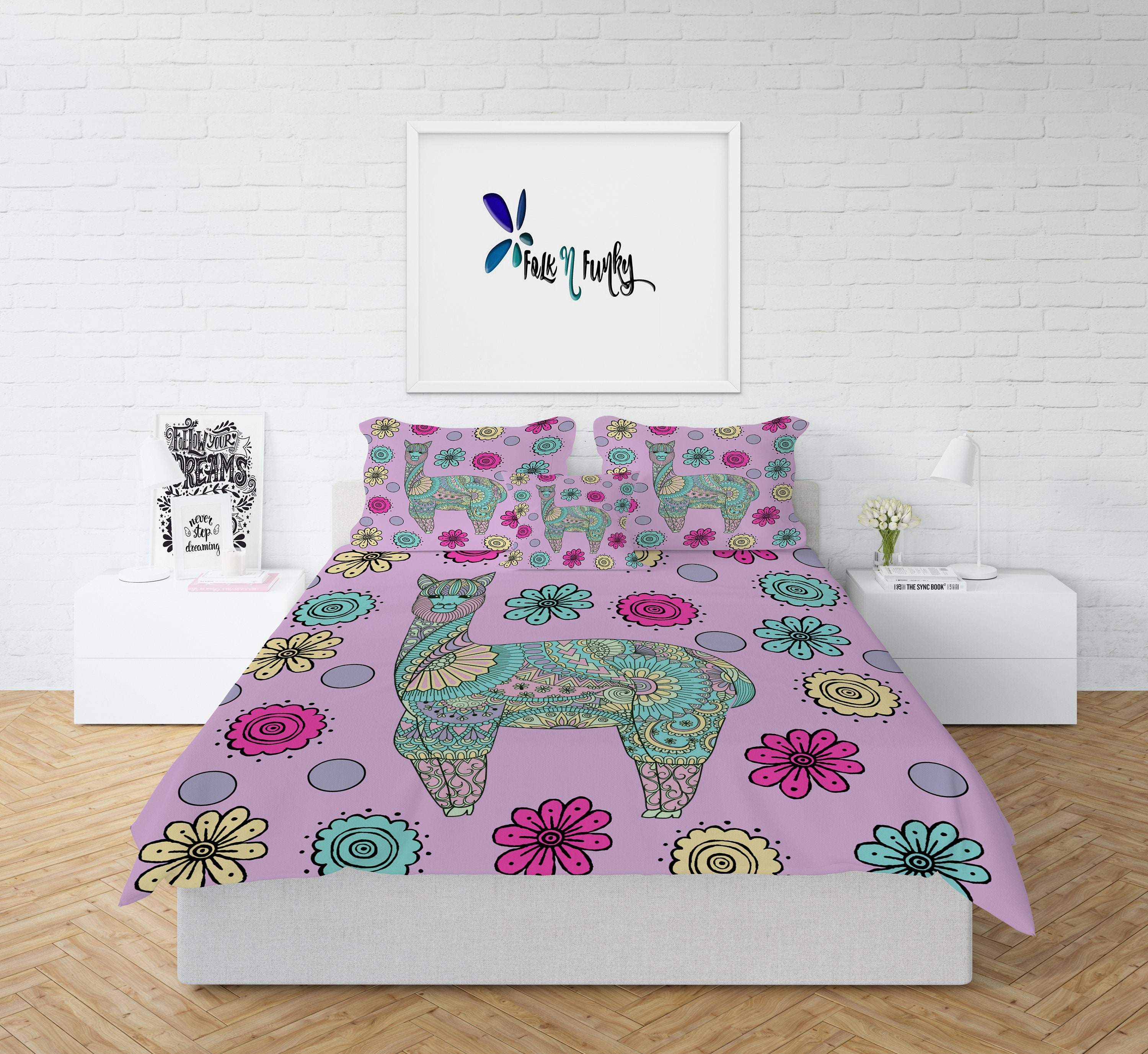Purple Lama Bedding Llamacomforter Purple Duvet Cover Etsy