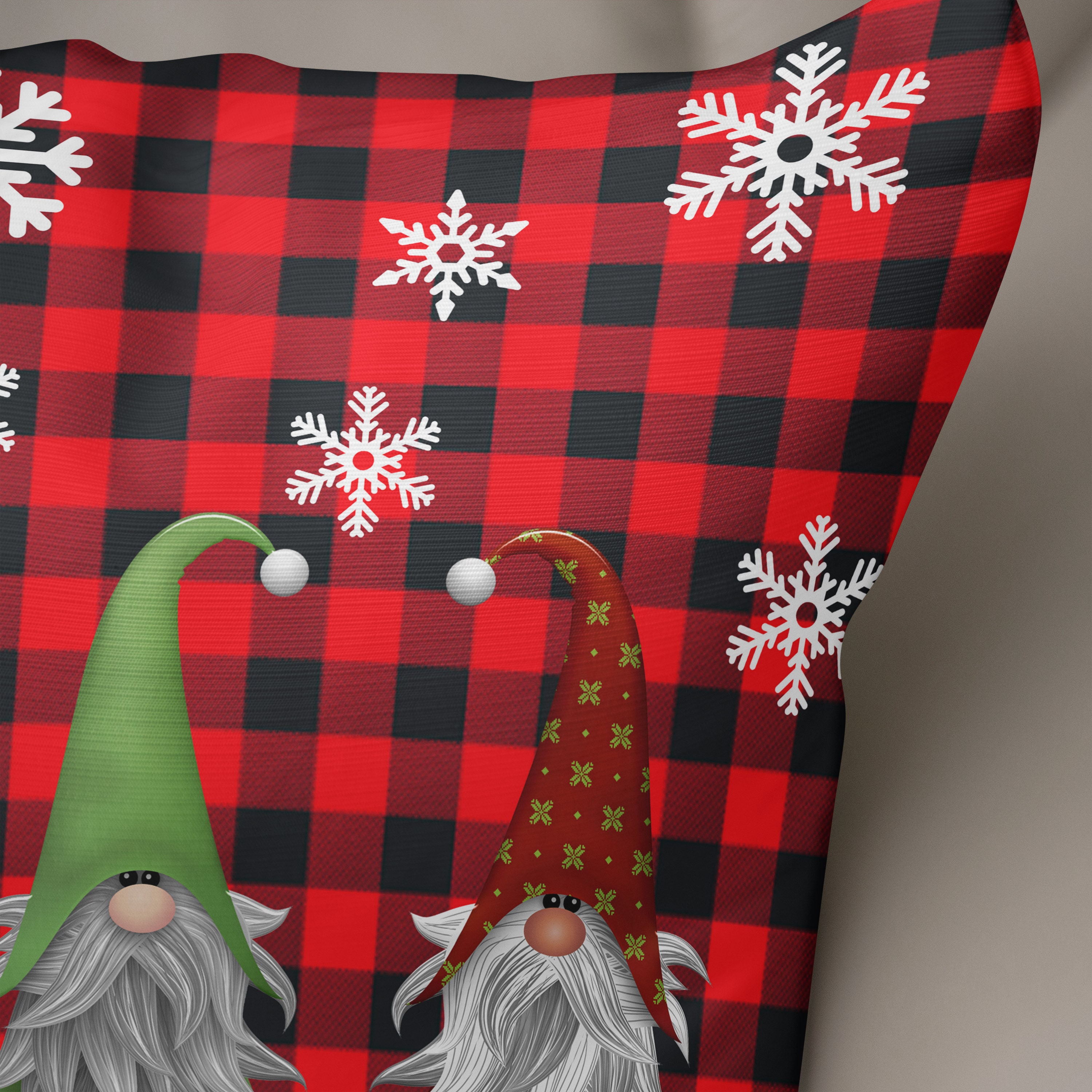 Christmas Gnome Throw Pillow Red Plaid Etsy UK