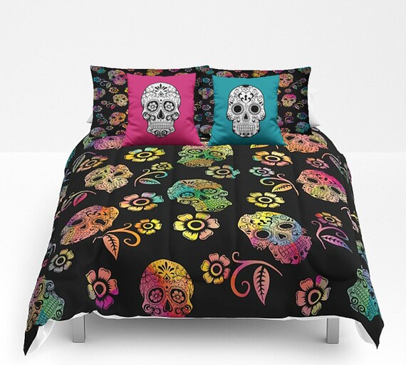 Sugar Skull Comforter Set Duvet Cover Day Of The Dead Decor Etsy