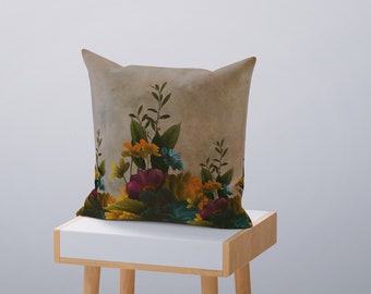 Vintage Garden Floral Throw Pillow