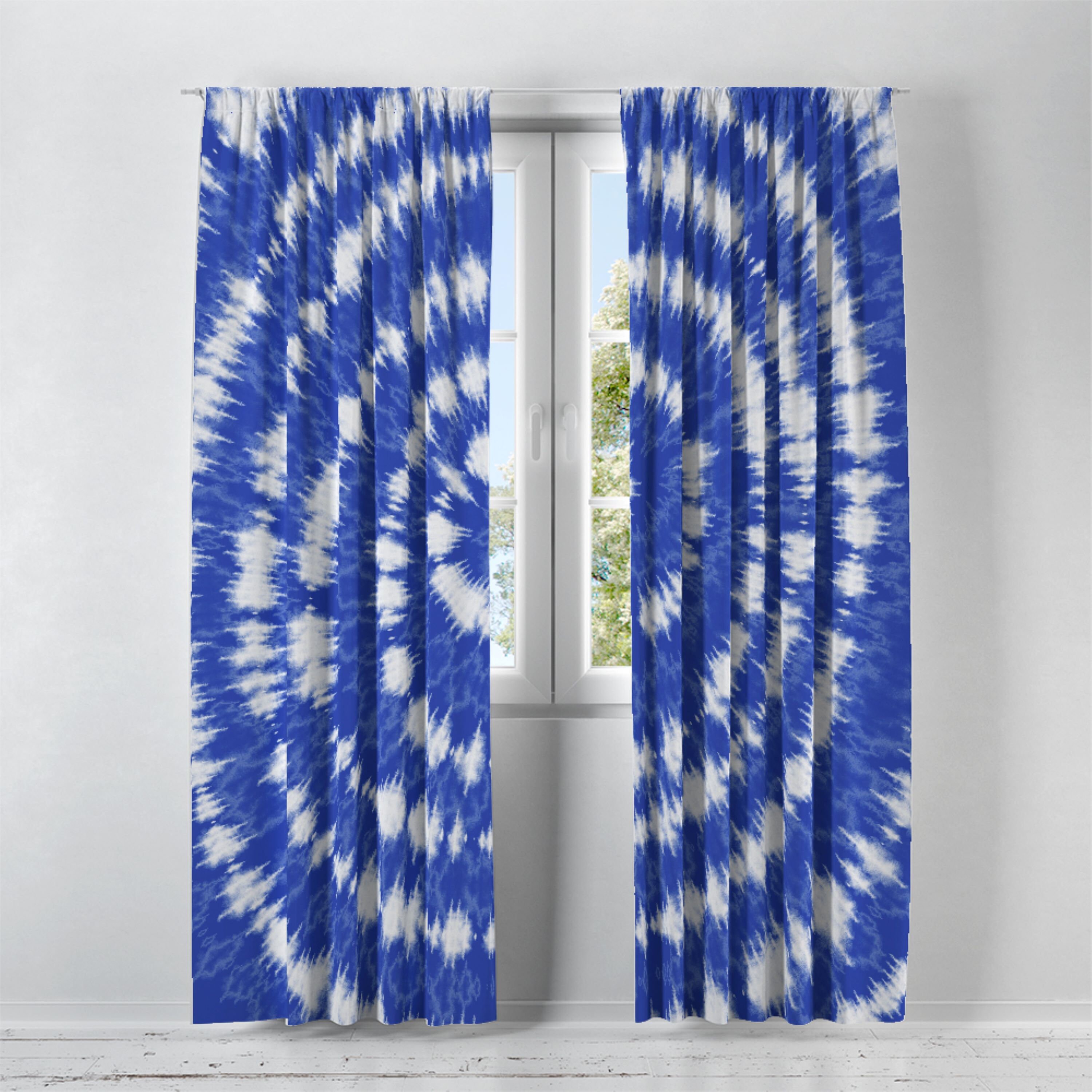 Blue Tie Dye Window Curtains Etsy