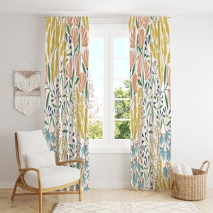 Window Curtains Botanical Wildflower