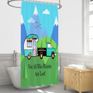 Vintage Camper Shower Curtain, Rv Size image 1