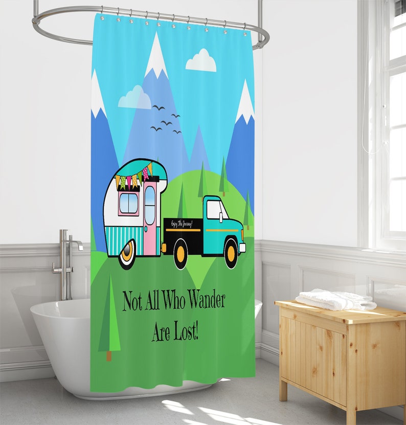 Vintage Camper Shower Curtain, Rv Size image 1