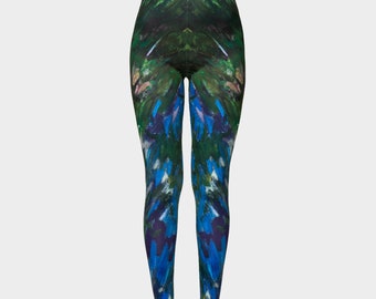 Splash - Printed Leggings, Women's Leggings, Printed Leggings, Colourful Leggings, Everyday Outfit Style, Active Wear, Artwork, Green, Blue