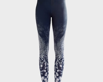 Patracks - Printed Leggings / Patterned / Black Sea / Satellite image print / Yoga Pants / Elegant Leggings /Minimalist /Elegant active wear