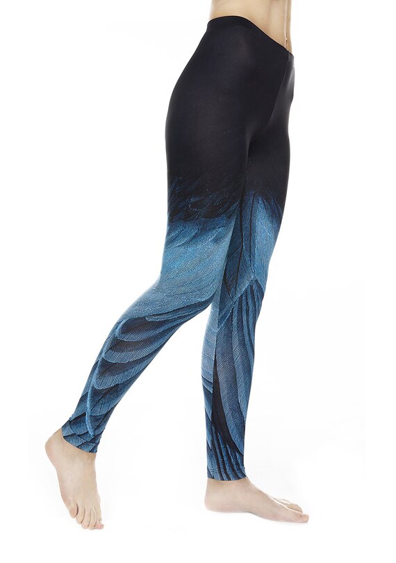 blue printed leggings