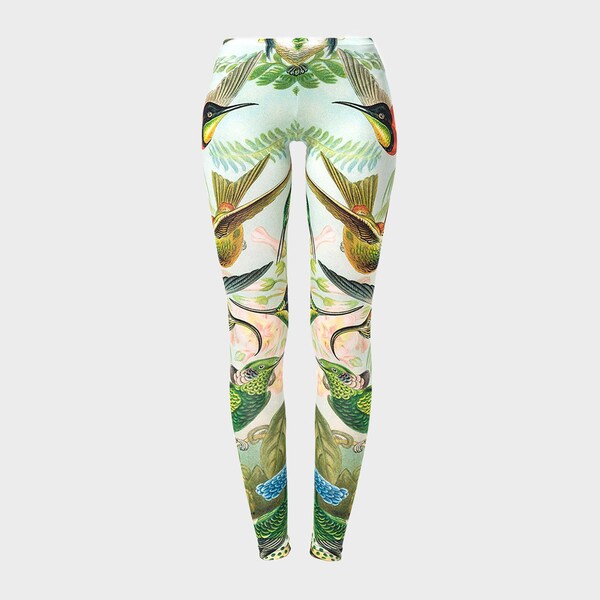 Hummingbird White Daisy Pattern Print Pattern Women Leggings