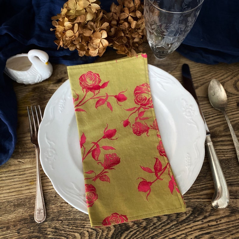 Cloth Napkins, Floral Napkins, Farmhouse Napkins, 2 Ply Napkins, set of 6 image 4