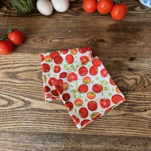 Summer Tomato Cloth Napkins, set of 6 | Everyday Cotton Lunch Linens | Garden Gifts