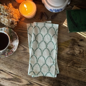 Rifle Paper Co. Napkins, set of 6, Double Sided Cloth Napkins, Spring Lunch Napkins, Green Table Linens, Garden Party Decor, Hostess Gift