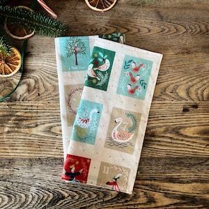 Christmas Napkins, set of 6 | Double Sided Napkins | Lunch Napkins | Holiday Napkins | Twelve Days of Christmas