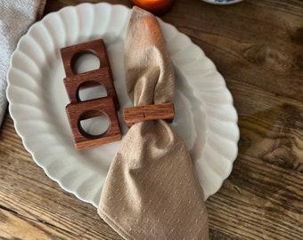 Wooden Napkin Rings, Square Napkin Rings, Cloth Napkin Rings, set of 4