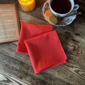 Tomato Red Linen Blend Cloth Napkins, set of 6,  Summer Garden Party Table Linens