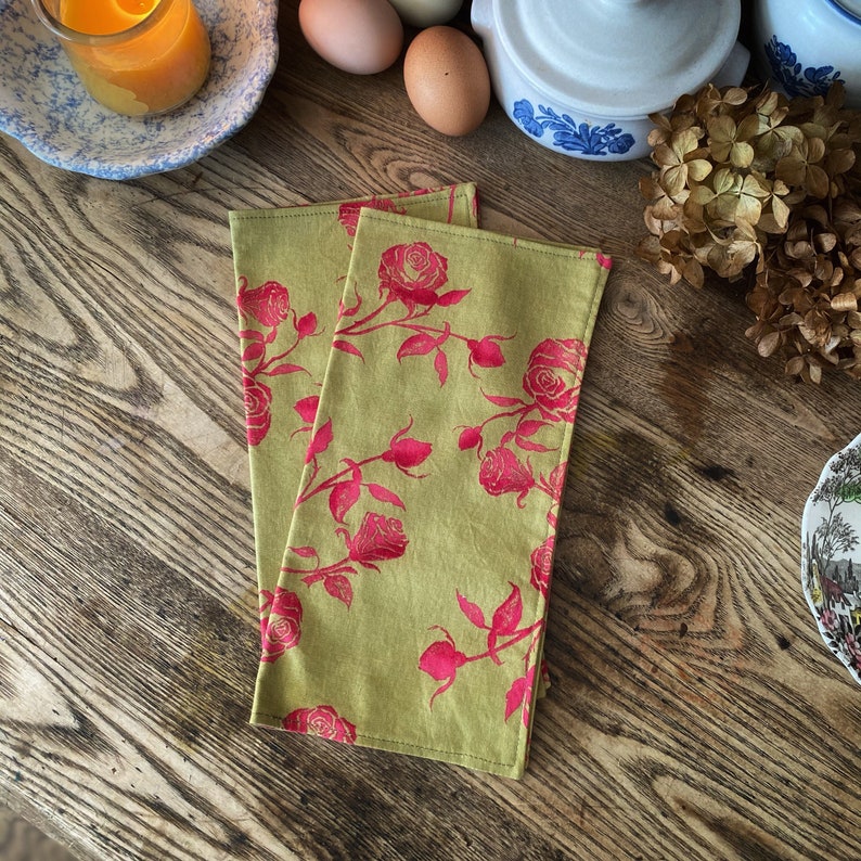 Cloth Napkins, Floral Napkins, Farmhouse Napkins, 2 Ply Napkins, set of 6 image 1