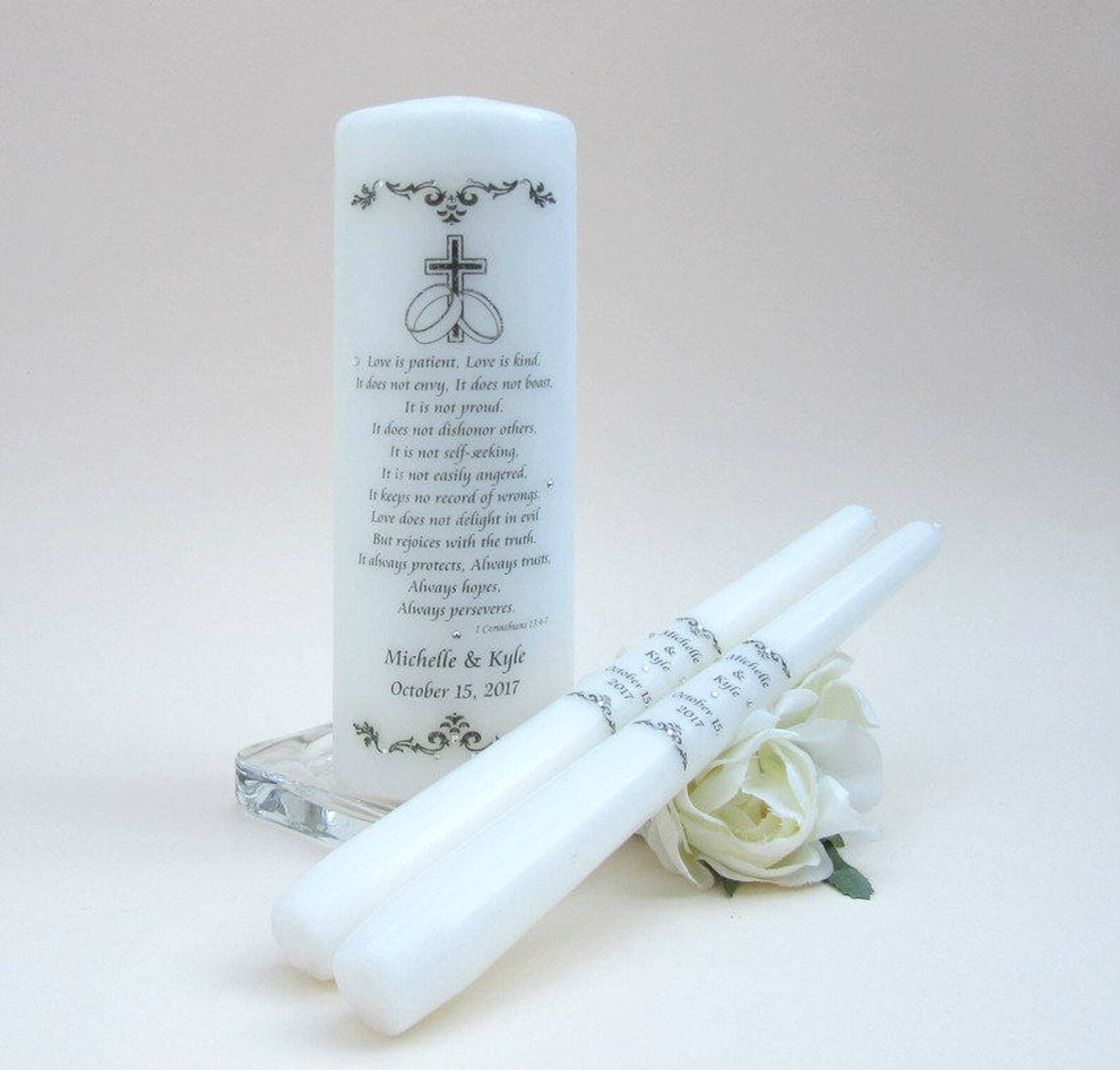 Unity Candle Set Personalised Unity Candle Corinthians Etsy