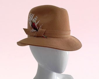 1960s Vintage Adolfo Fedora Hat, Timeless Feather Glamorous Hat