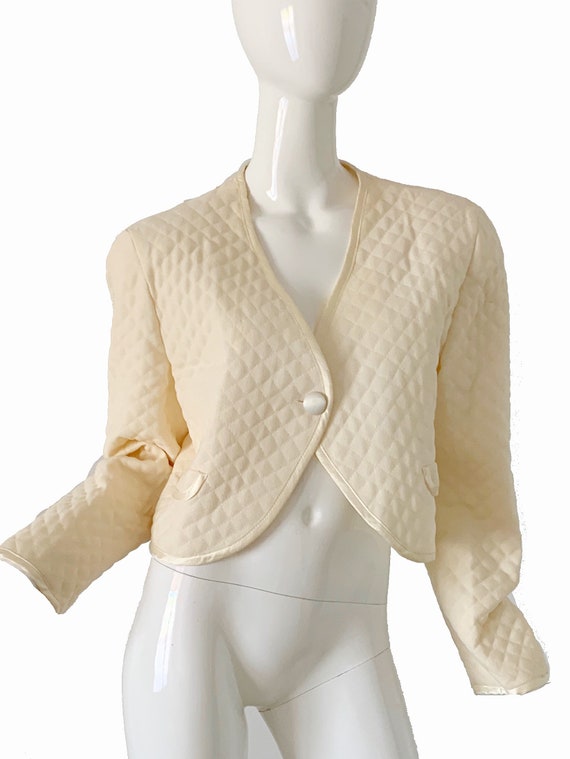 Vintage Geoffrey Beene Jacket / Quilted Ivory Tuxe