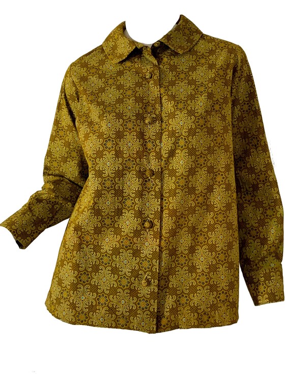 Vintage 60s Thai Batik Blouse / Mod Floral Deadsto