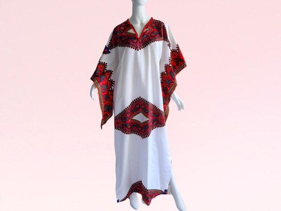 1970s Vintage Psychedelic Kimono Caftan, Deadstoc… - image 1