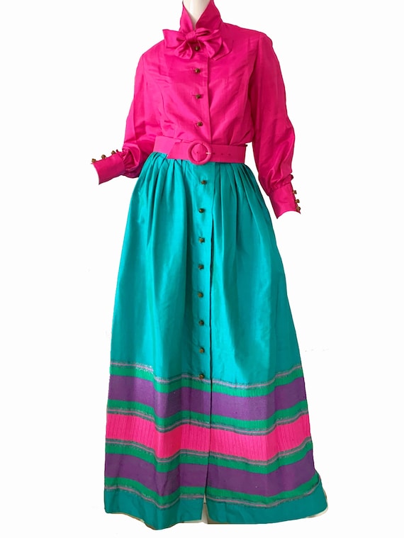 Vintage 60s Thai Silk Dress / Design Thai Brocade