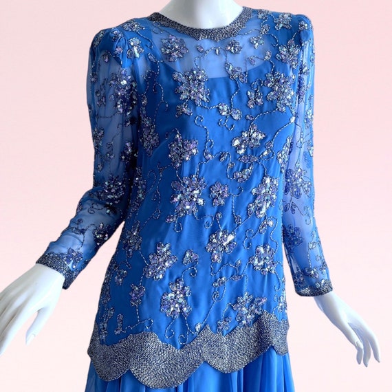 1970s Vintage Jack Bryan Beaded Sequin Dress, Par… - image 2