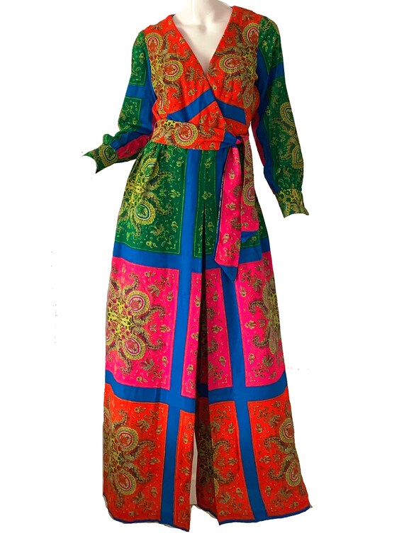 Vintage 70s Psychedelic Palazzo Jumpsuit / Roberta