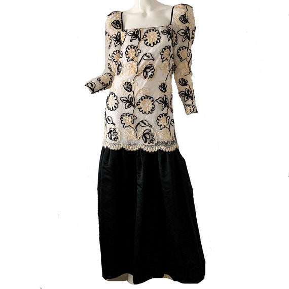Vintage 80s Diane Dickinson Dress / Sequin Taffeta