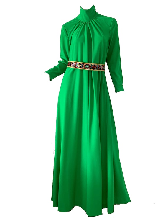 70s Vintage Mod Chartreuse Dress / Psychedelic Flo