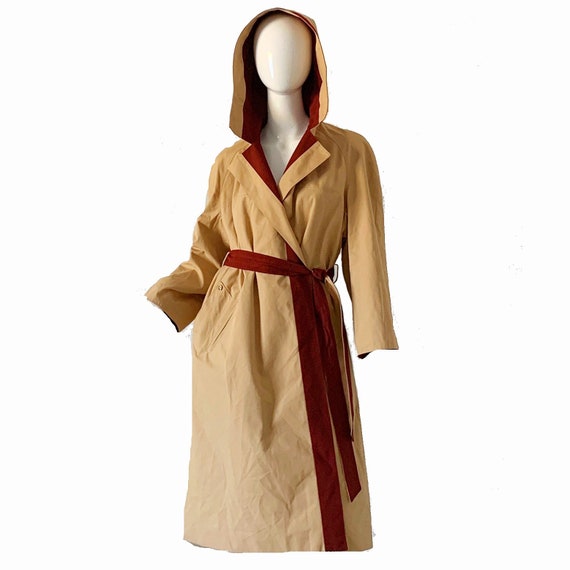 Vintage 70s Trench Raincoat Etienne Aigner Hooded