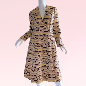 1960s Vintage Richard Tam Gold Lame Dress Brocade Metallic Silk Glamorous Rare Designer Medium