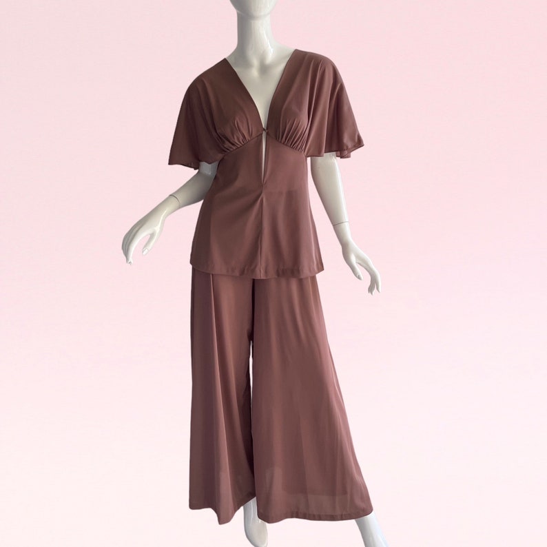 1970s Vintage Christian Dior Pant Set, Miss Dior Palazzo Grecian Set image 1