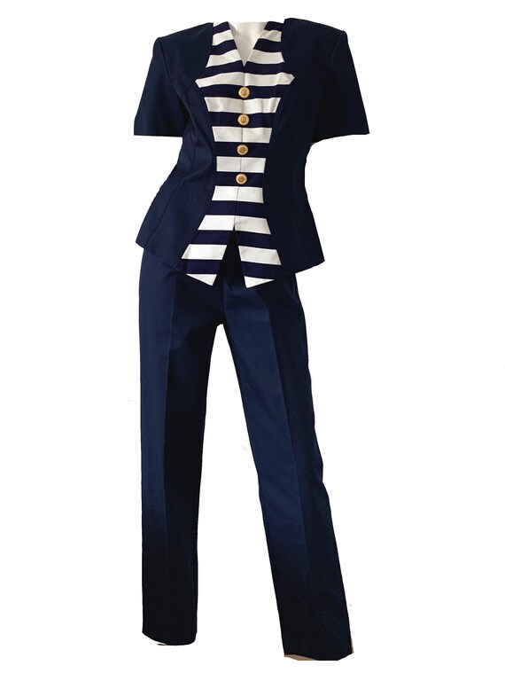 Vintage 80s Party Pantsuit / Disco Sailor Pant Set