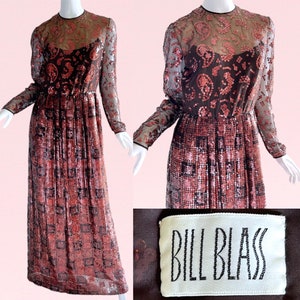 Robe de soirée à sequins Bill Blass vintage des années 1970, Neiman Marcus Art déco métallisé tapis rouge moyen image 1