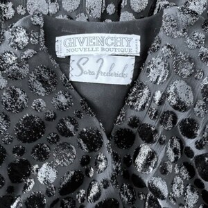 1970s Vintage Givenchy Nouvelle Boutique Dress, Silk Devore Metallic Sara Fredericks Glamour Party Evening image 2