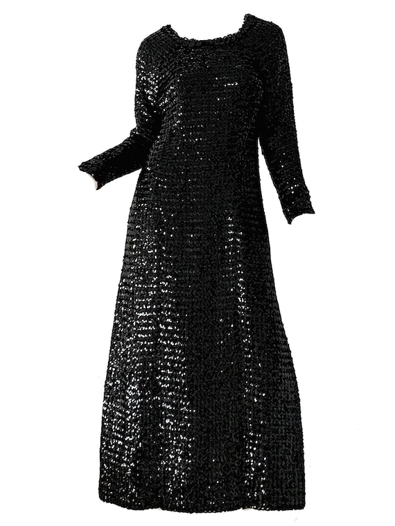 Vintage 60s Sequin Dress / Mod Beaded Party Slit P