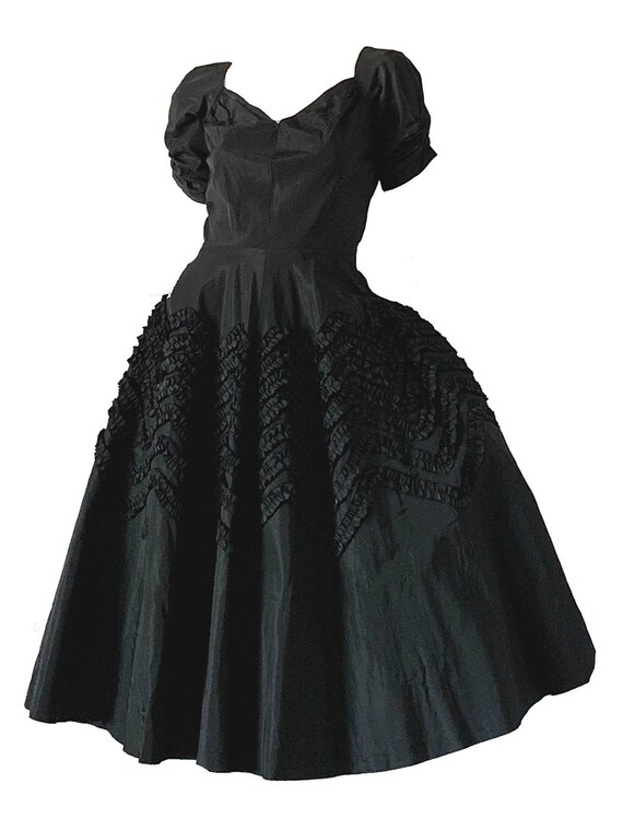 Vintage 50s Suzy Perette Dress / Ribbon Embroidere