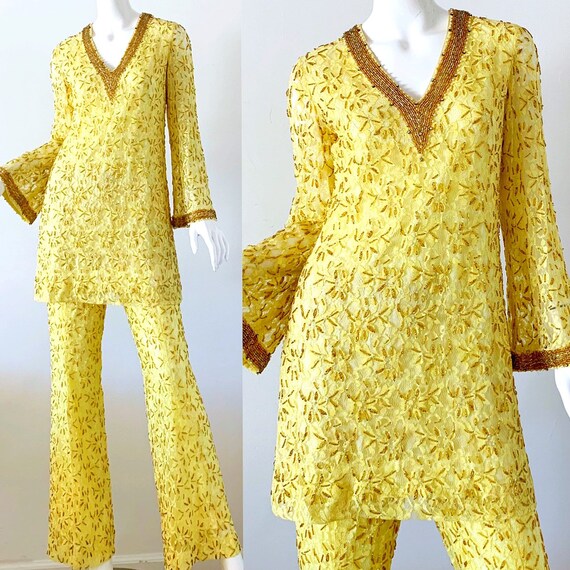 gold sequin pantsuit