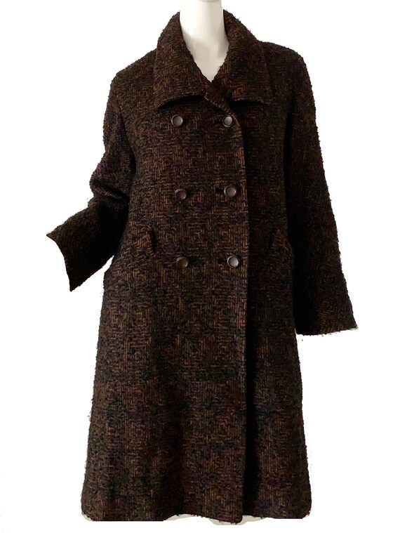 1950s Vintage Boucle Wool Coat / Mod Mohair Tweed
