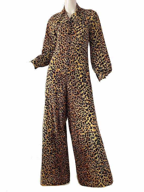 Vintage 70s Leopard Jumpsuit / Levoy Mod Disco Par