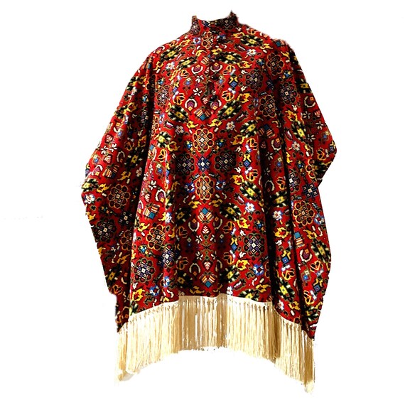 Vintage 70s Tapestry Cape Charm Of Hollywood Velve