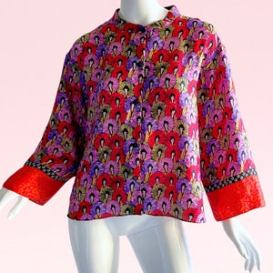 Josie Natori Blouse Novelty Print Top Geisha Kimono Top