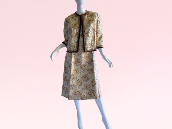 1960s Vintage Harvey Berin Brocade Dress Suit, Me… - image 1